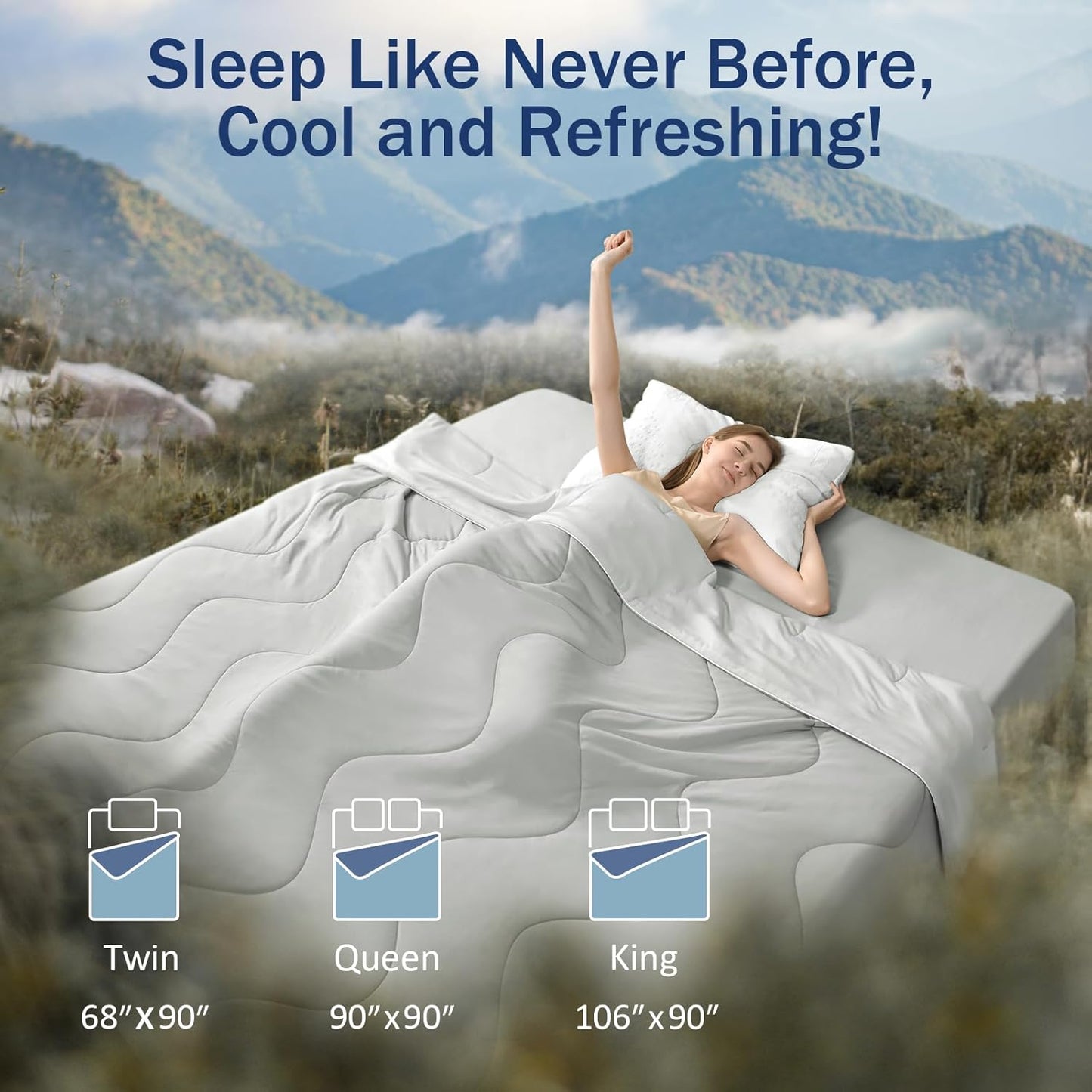 Cooling Comforter for Hot Sleepers - Full/Queen Cooling Comforter Duvet Insert, Double-Sided Cold Blanket for Night Sweats, Lightweight Breathable Ice Blanket